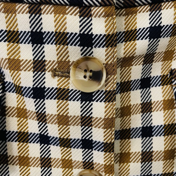 H&M Plaid Button Miniskirt Lined Brown Black Beige Preppy Academia Size 4 - Picture 3 of 7